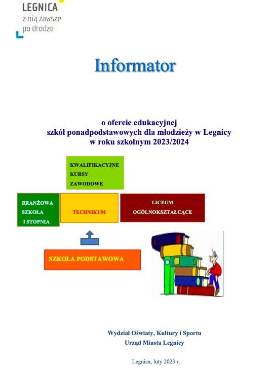 Informator o ofercie edukacyjnej szkół ponadpodstawowych dla młodzieży w Legnicy w roku szkolnym 2023/2024