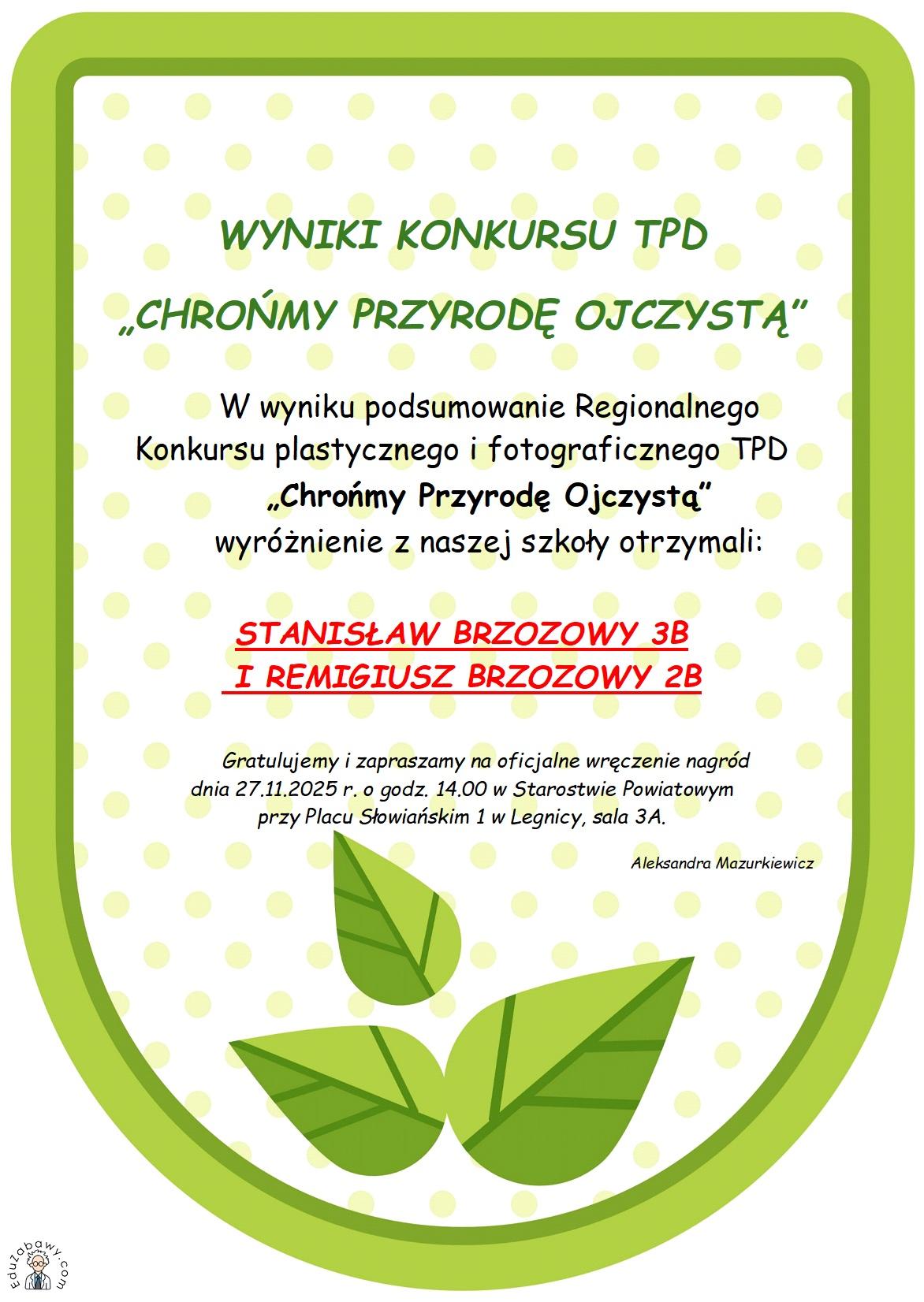 TPD- Wyniki konkursu