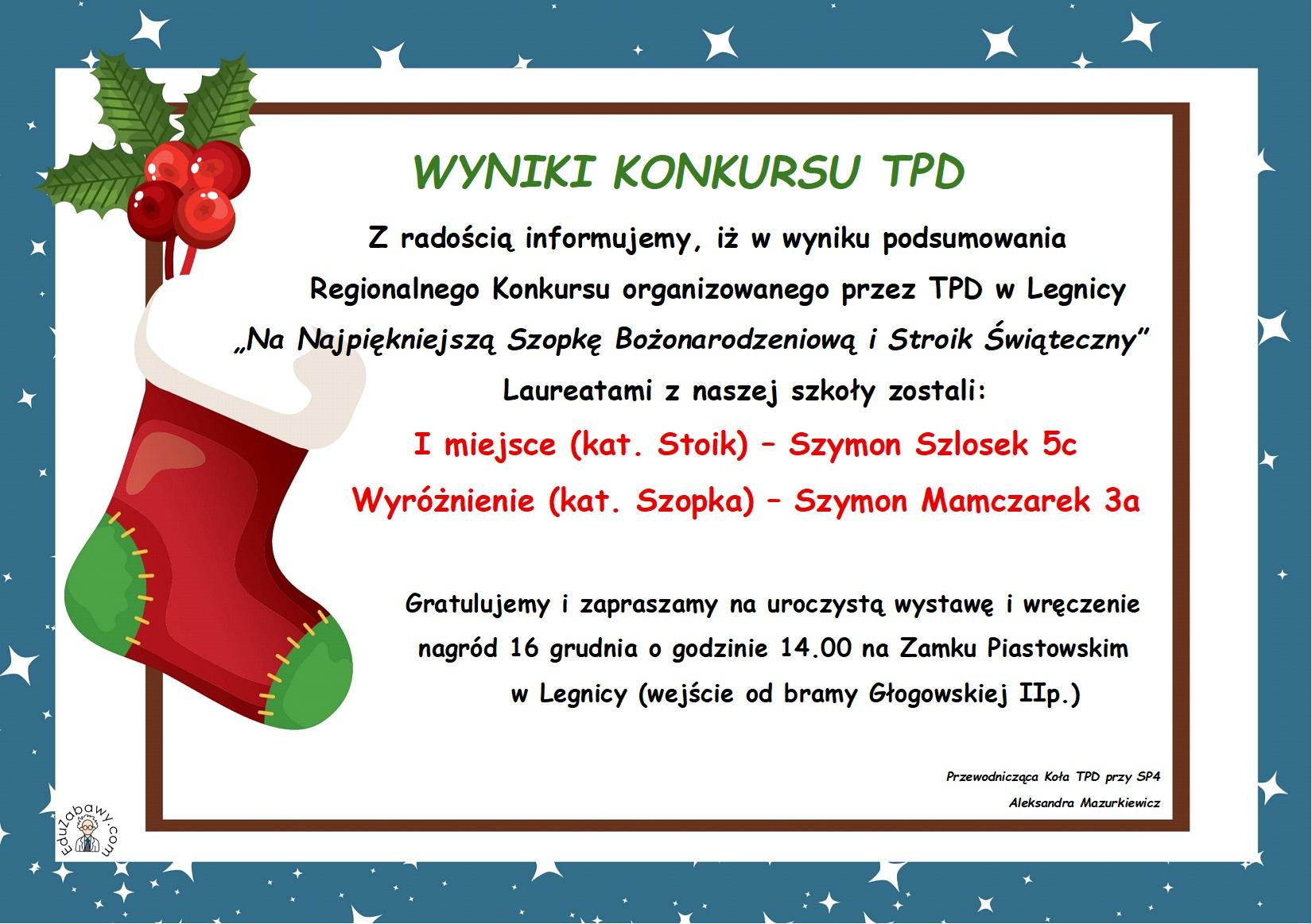 Wyniki regionalnego konkursu TPD