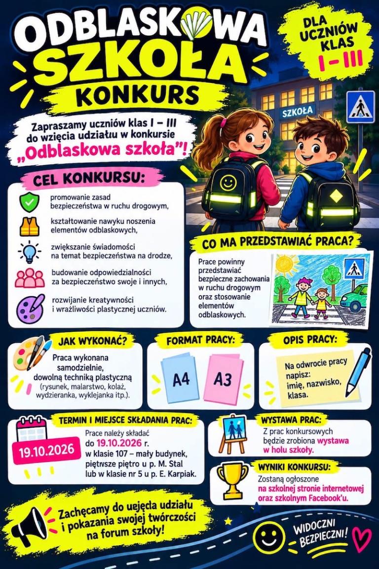 Uczniowie podczas akcji - Odblaskowa szkoła